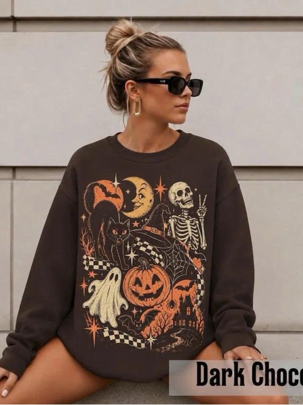 Halloween Graphic Sweatshirt - Dark Chocolate